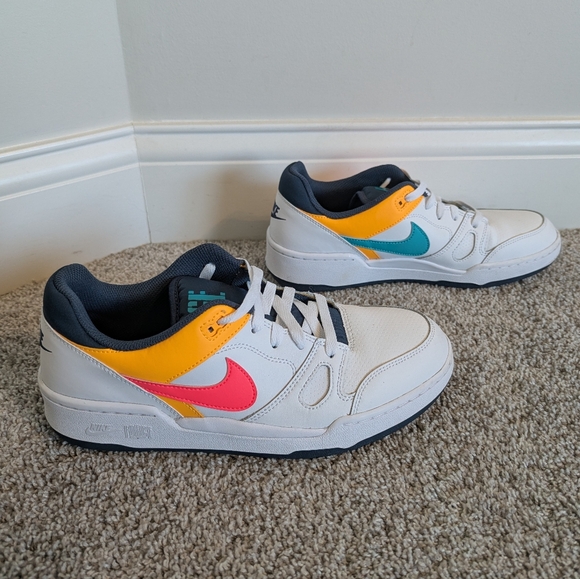 Nike Other - Nike Full Force Low Leather Sneakers - White, Pink, Blue 90s Neon sz 9